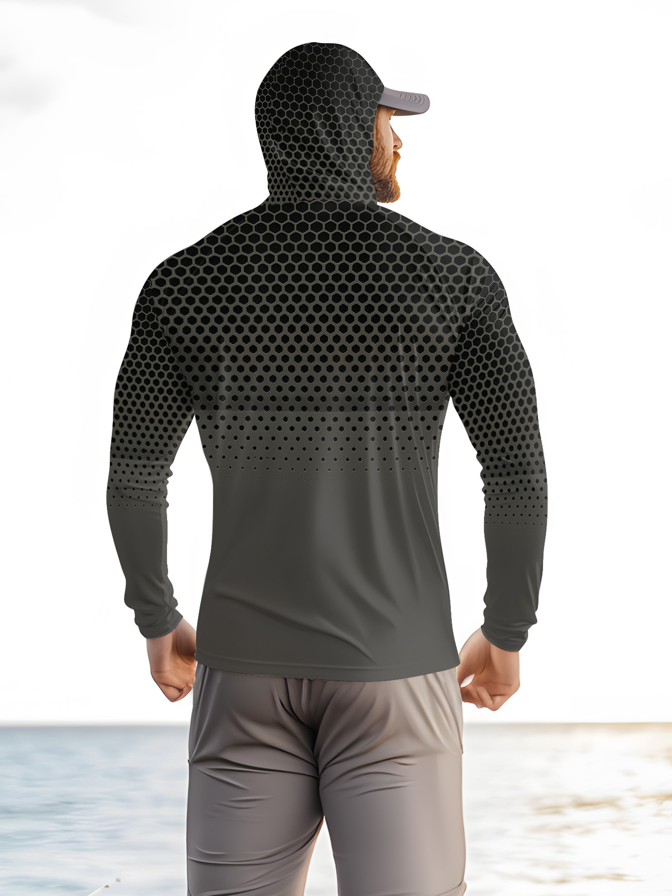 Men Hood Fishing Shirt long sl - Fishing Shirt Uv Protection 评论和价格