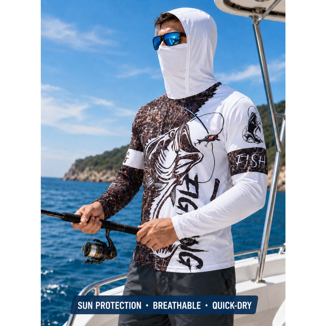 MALFC 1PC Men Hood Fishing Shi - Fishing Shirt Uv Protection 评论和价格